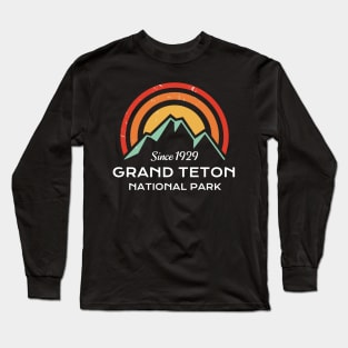 Grand Teton National Park Retro Long Sleeve T-Shirt